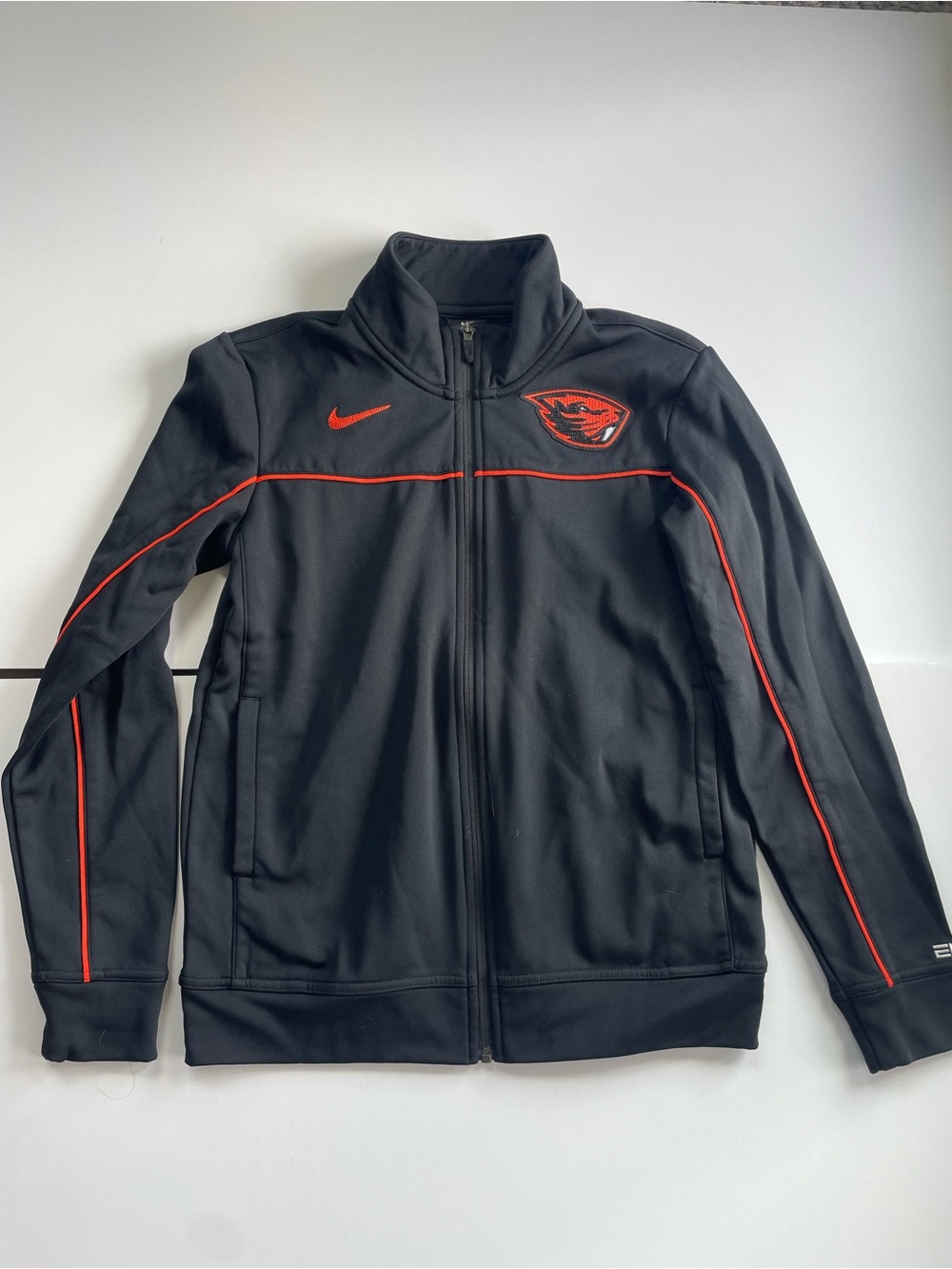 Nike Black Track Jacket with Orange Piping and Oregon State Logo